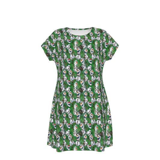 Sketched Snowman Christmas - Women's T-Shirt Dress