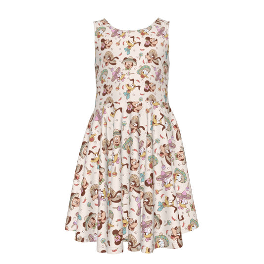 Fiesta Sombrero Pals - Kid's Sleeveless Skater Dress