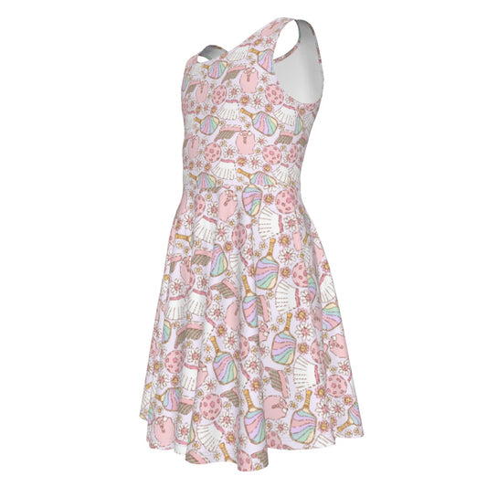 Rainbow Pickleball - Kid's Sleeveless Skater Dress