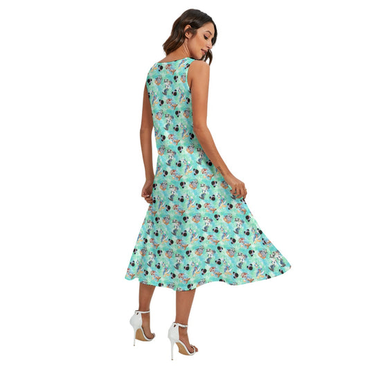 Pirate Crew Watercolor Adventure - Women’s Diagonal Pocket Midi Dress