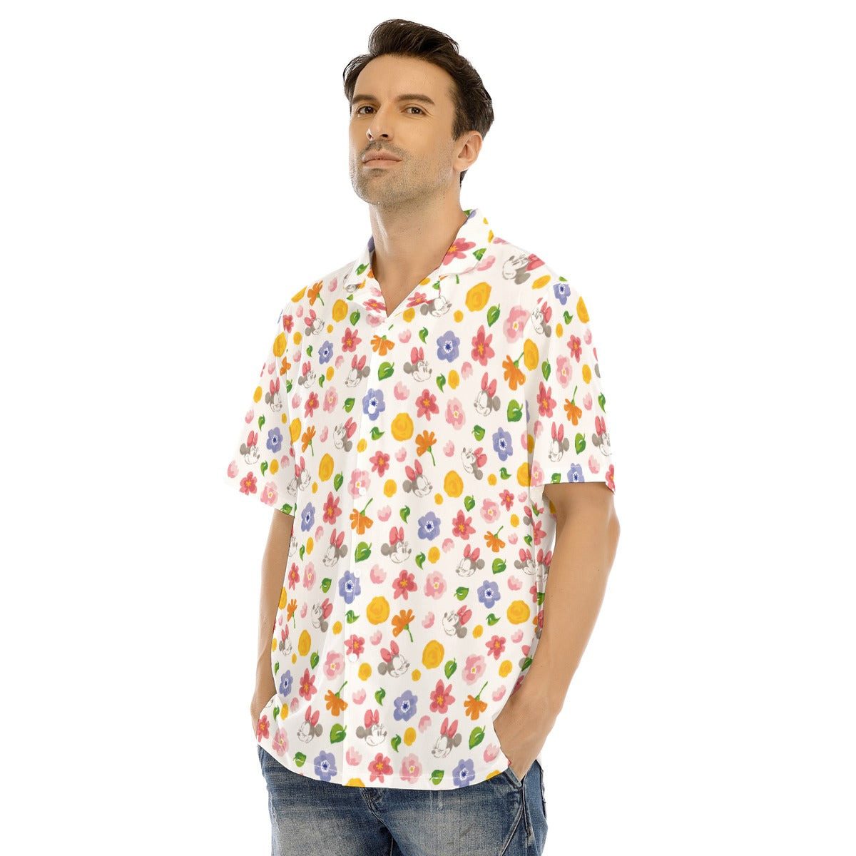 Floral Friends Springtimennie - Men's Hawaiian Button Up Shirt
