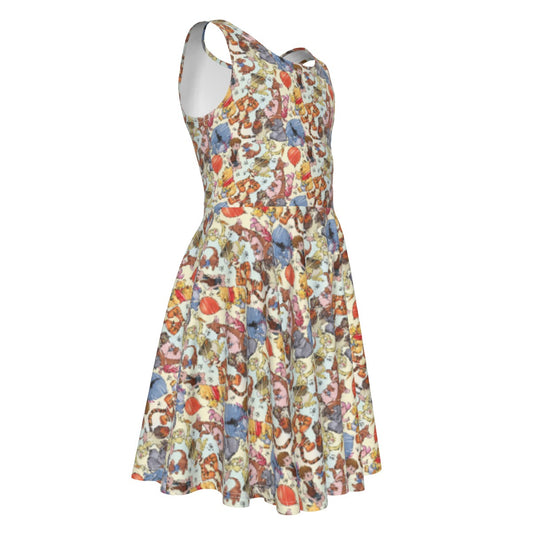 Woodland Friends Sketchched - Kid's Sleeveless Skater Dress