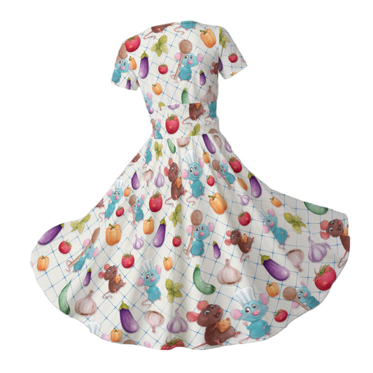 Ratatouille Veggies - Women's V-Neck Ruched Midi Dress