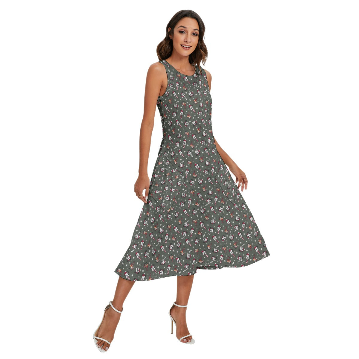 Vintage Holiday Friends - Women’s Diagonal Pocket Midi Dress