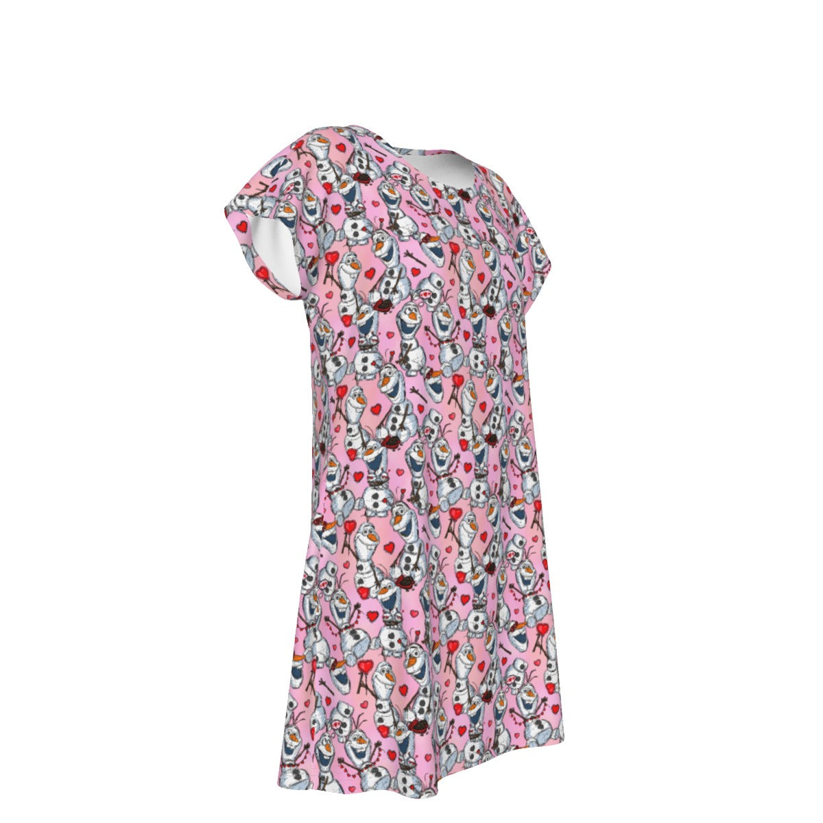 Sketched Snowman Valentine’s Day - Women's T-Shirt Dress