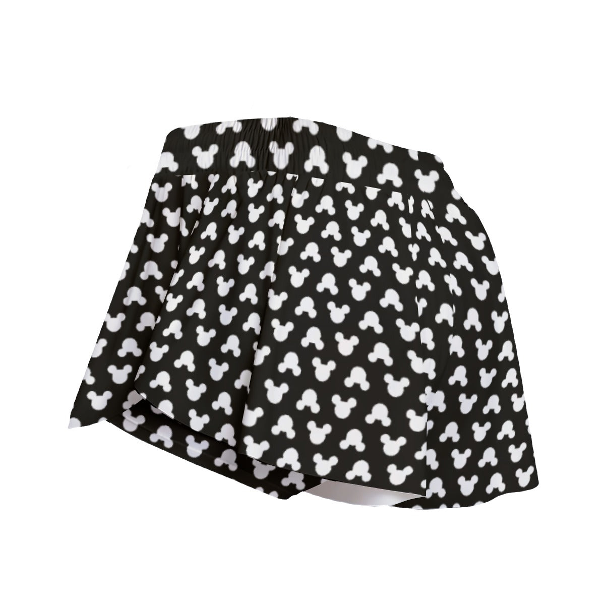 Playful Polka Dot Ears Black - Women's Flowy Pocket Shorts