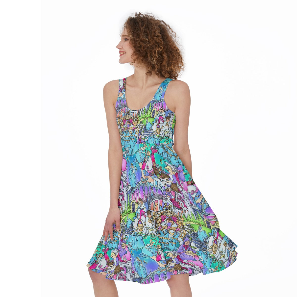 Glass Slipper Storybook Scenes - Pocket Midi Skater Dress