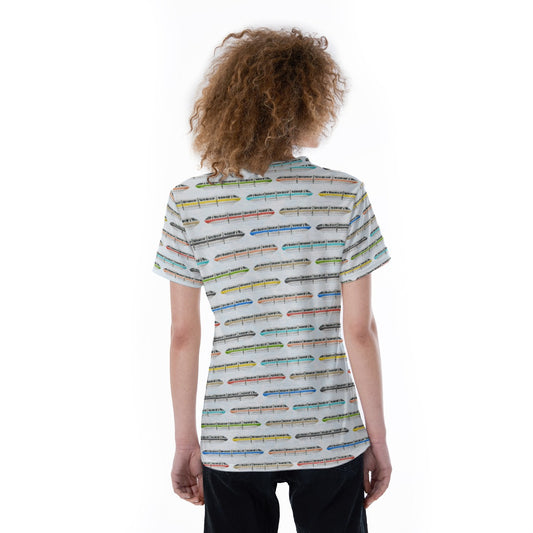 Monorail Rainbow Express - Women's Short Sleeve V-Neck T-Shirt