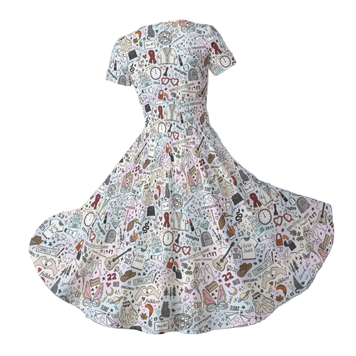 Every Era Collage - Women's V-Neck Ruched Midi Dress