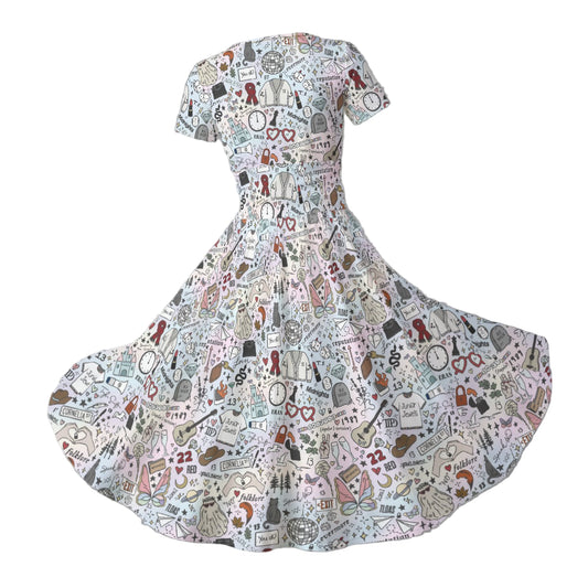 Every Era Collage - Women's V-Neck Ruched Midi Dress