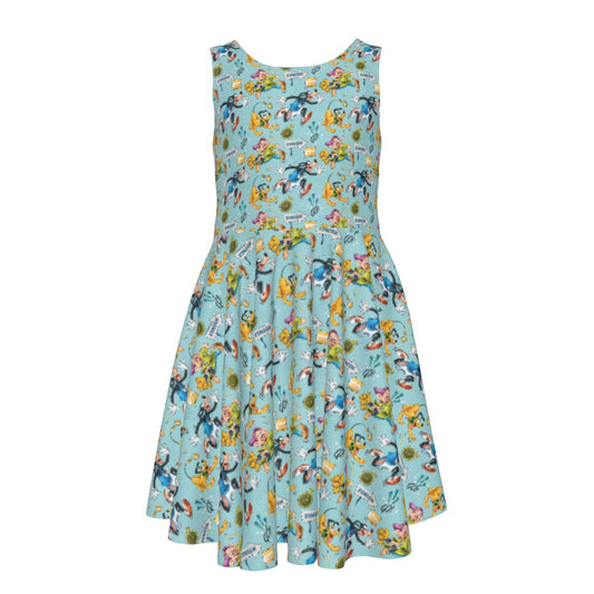 Cheerful Race Day Dashers - Kid's Sleeveless Skater Dress