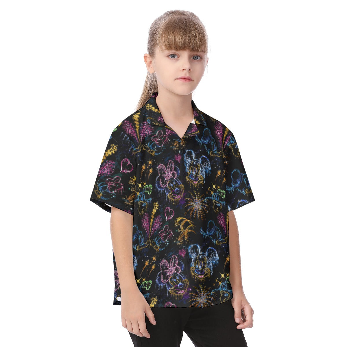 Mickey and Minnie's Love in the Sky - Kid's Hawaiian Button Up Shirt