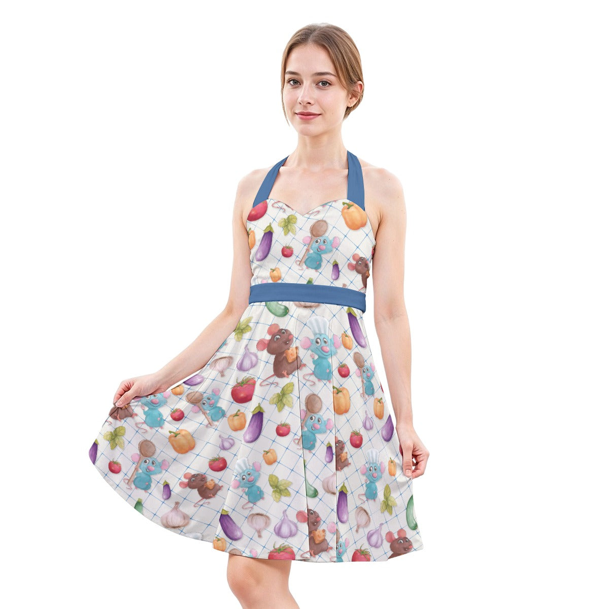 Ratatouille Veggies - Women's Halter Vintage Pocket Dress