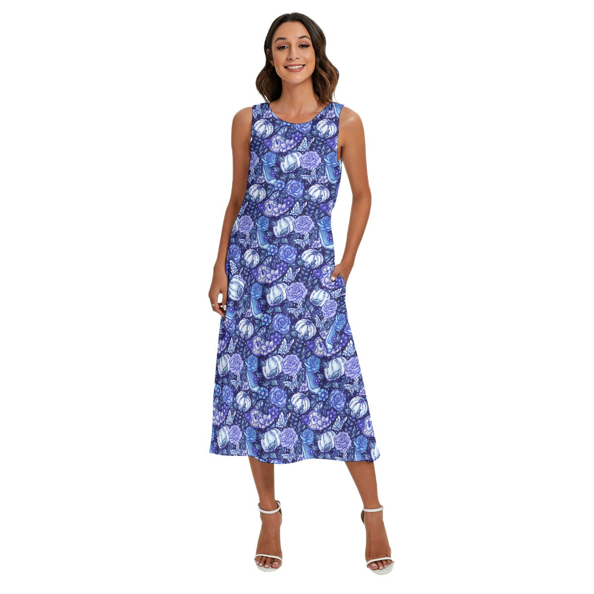 Fairytale Florals – Royal Ball - Women’s Diagonal Pocket Midi Dress