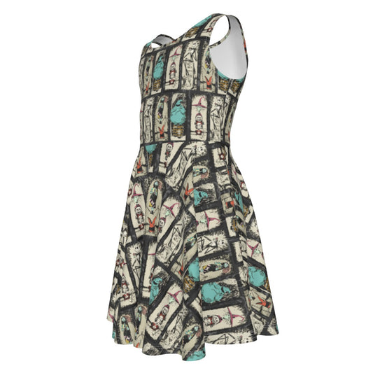 Stretching Haunted Nightmare - Kid's Sleeveless Skater Dress