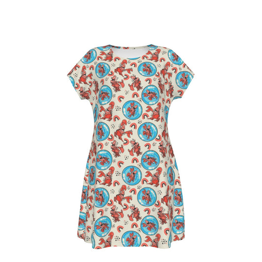 Joyful Crab by the Sea - Women's T-Shirt Dress