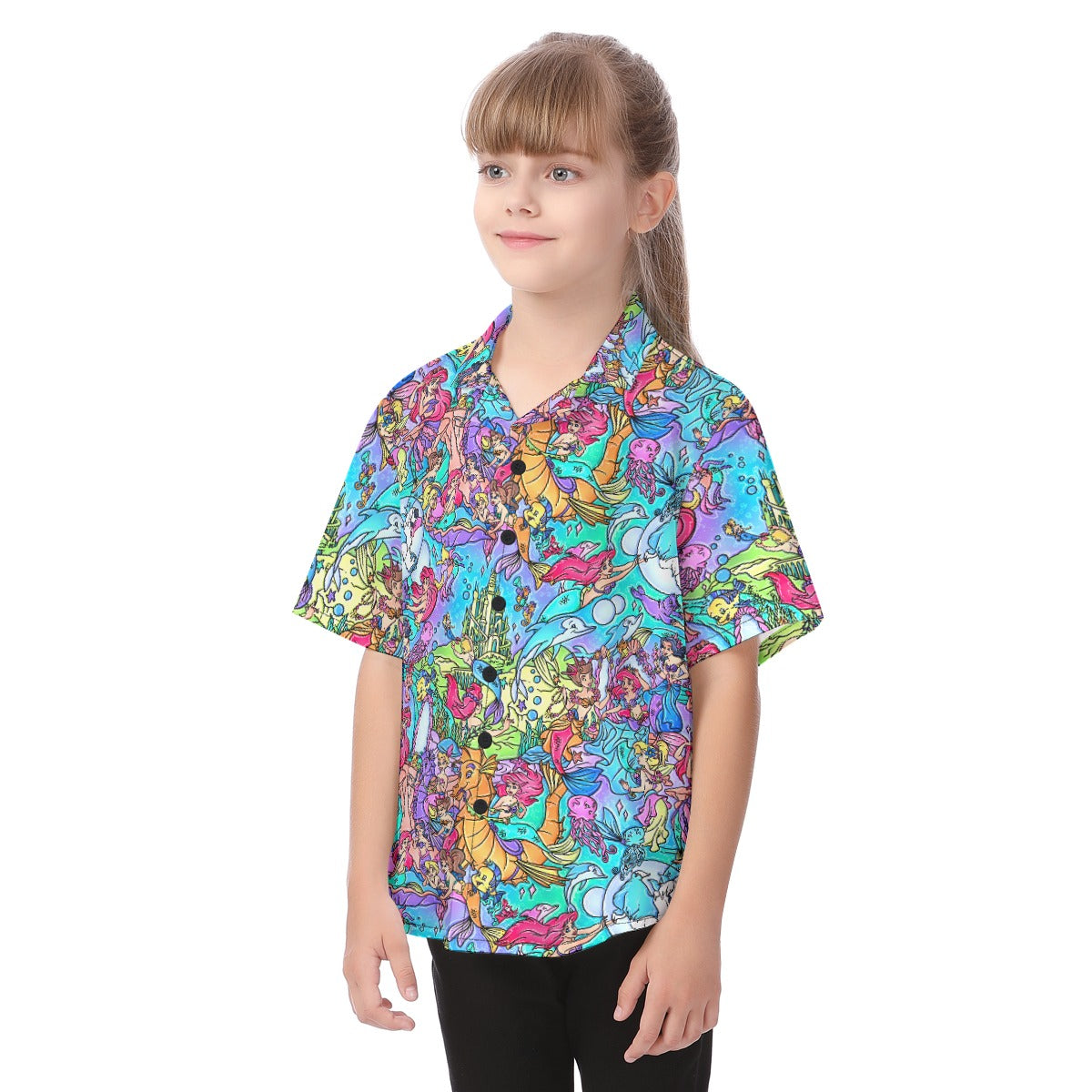 Under the Sea Storybook Scenes - Kid's Hawaiian Button Up Shirt