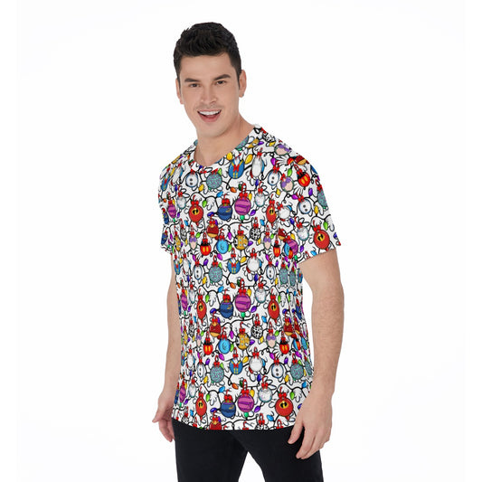 Festive Character Baubles on White - Men's Short Sleeve T-Shirt