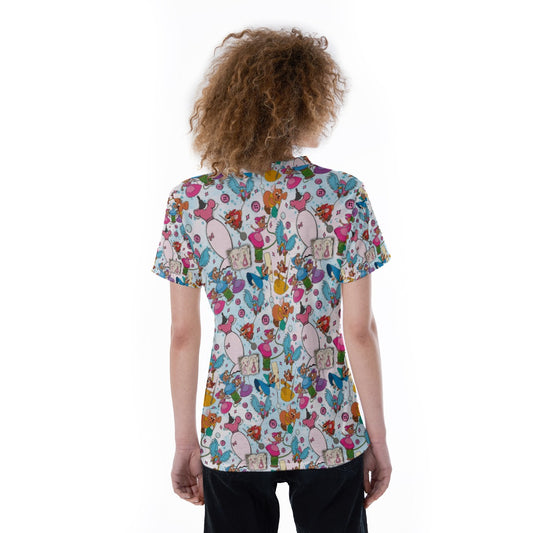 Tiny Tailors & Sewing Friendsends - Women's Short Sleeve V-Neck T-Shirt