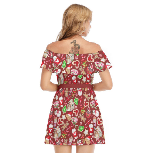 Christmas Snack Goals - Women's Off-shoulder Ruffle Dress