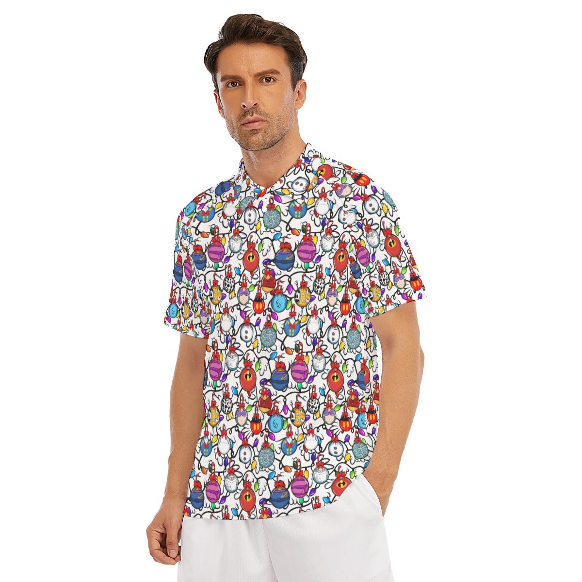 Festive Character Baubles on White - Men's Polo Shirt