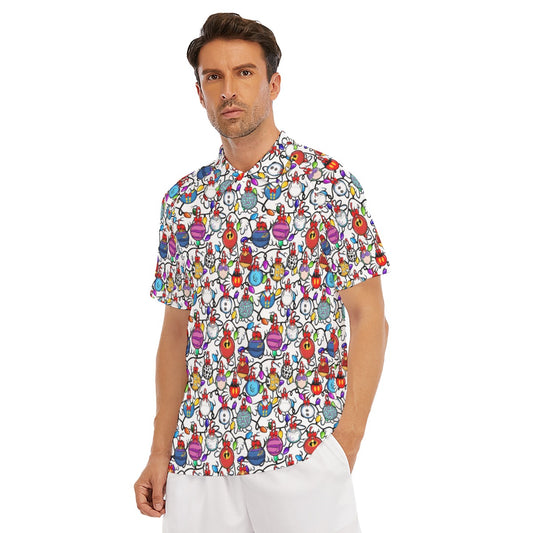 Festive Character Baubles on White - Men's Polo Shirt