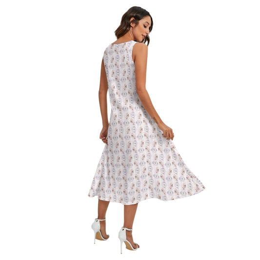 Sweet Springtime Minnie & Daisy - Women’s Diagonal Pocket Midi Dress
