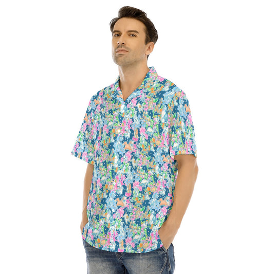 Tropical Paws & Petals - Beloved Dogs - Men's Hawaiian Button Up Shirt