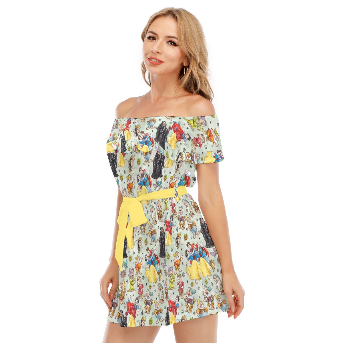 Fairest Crew Sketch - Women's Off-shoulder Ruffle Dress
