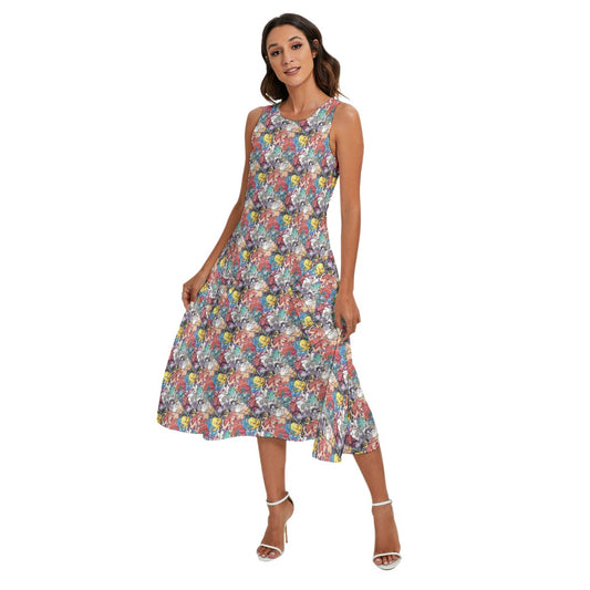 Undersea Crew Sketch - Women’s Diagonal Pocket Midi Dress