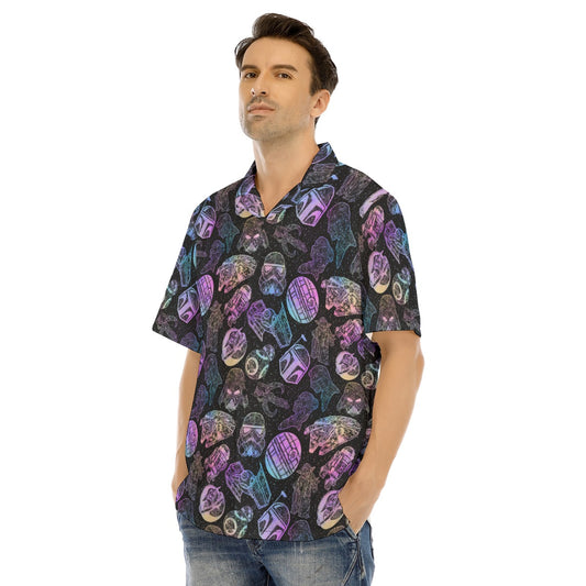 Watercolor Galactic Mandalas - Men's Hawaiian Button Up Shirt