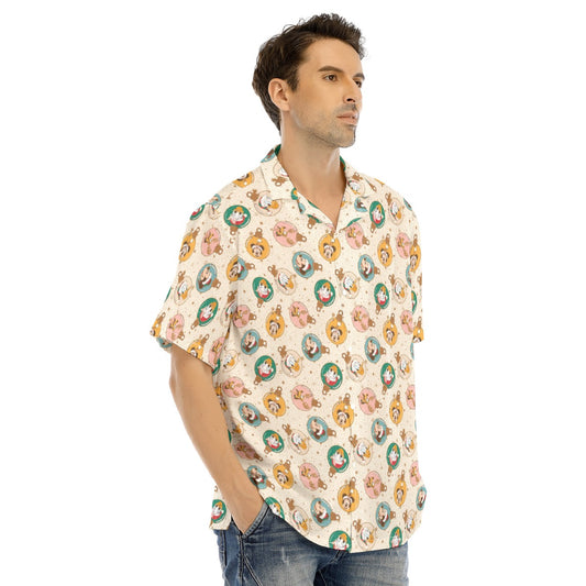 Golden Holiday Baubles - Men's Hawaiian Button Up Shirt