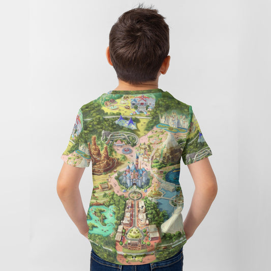 Colorful Theme Park Map - Kid’s Short Sleeve T-Shirt
