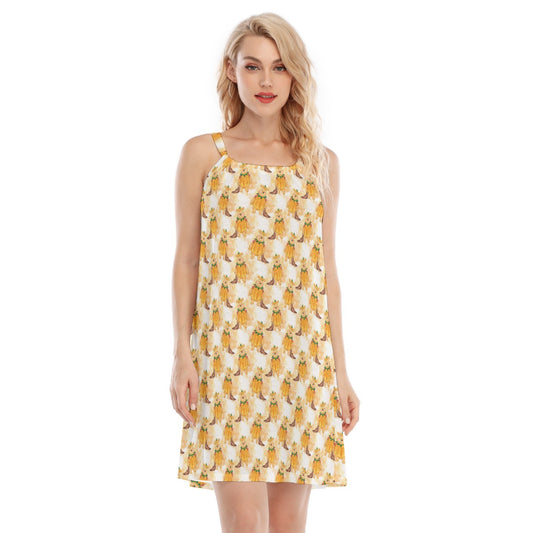 Pumpkin Bear Mischief - Women’s Adjustable Sundress
