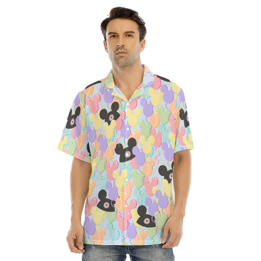 Pastel Mouse Ear Balloons - Men's Hawaiian Button Up Shirt