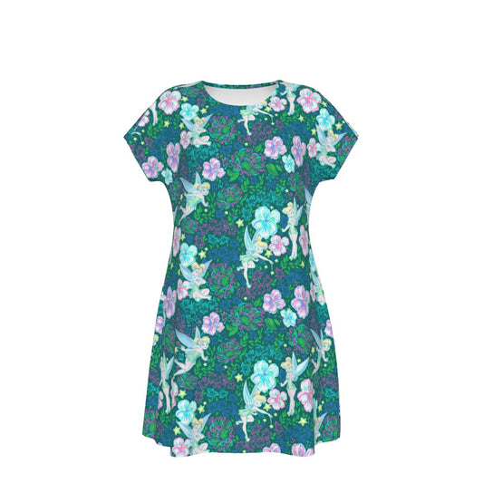 Pixie in Neon Blooms - Women's T-Shirt Dress