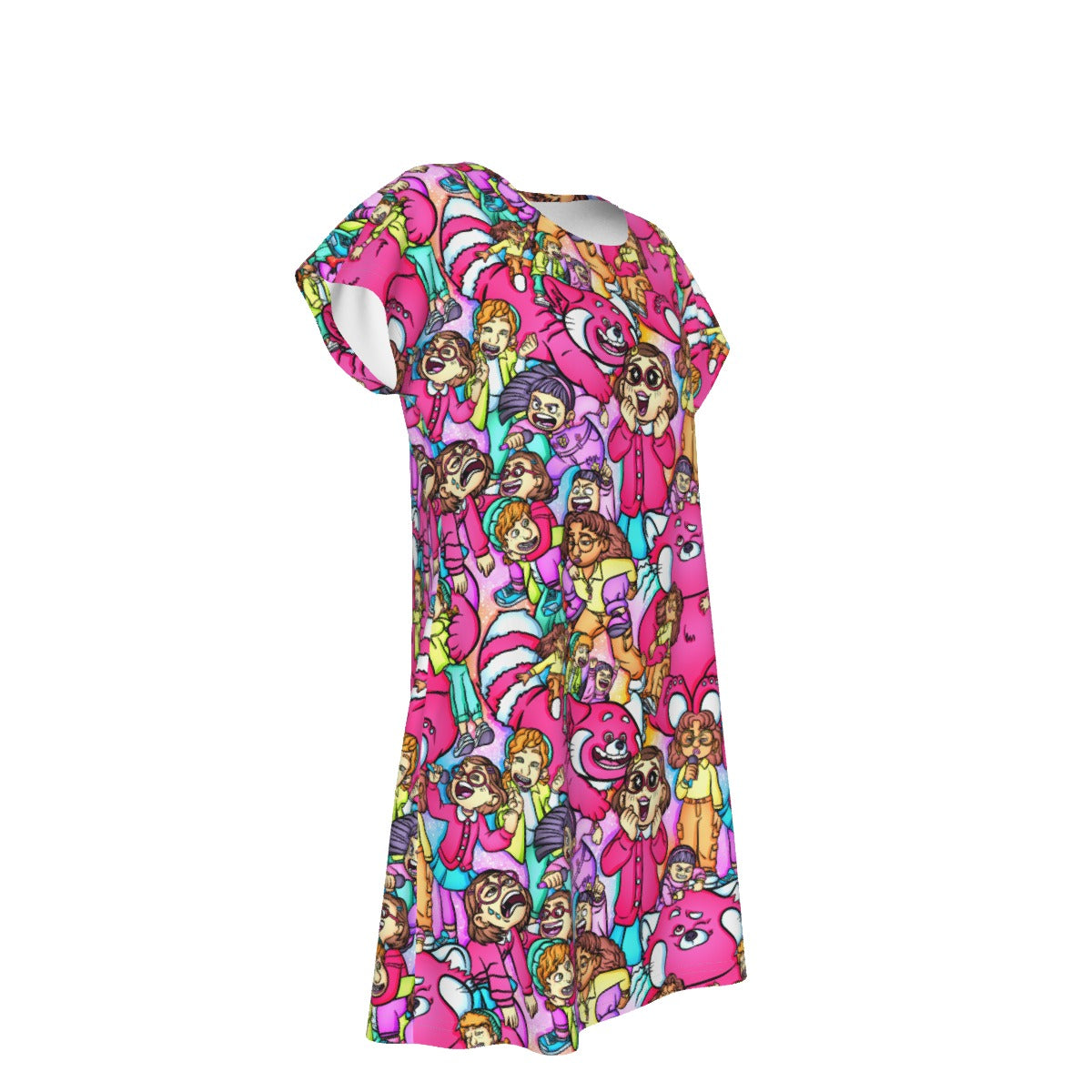 Red Panda Chaos Scenes - Women's T-Shirt Dress