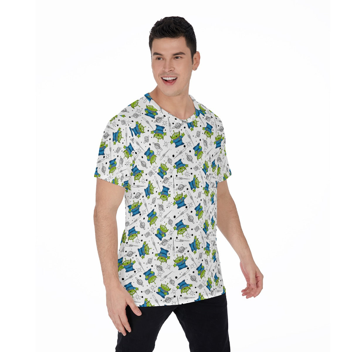 Playful Green Aliens on White - Men's Short Sleeve T-Shirt