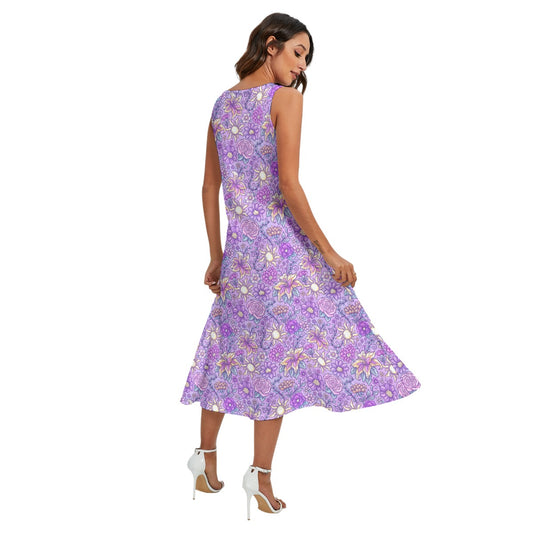 Fairytale Florals - Rapunzel Inspired - Women’s Diagonal Pocket Midi Dress