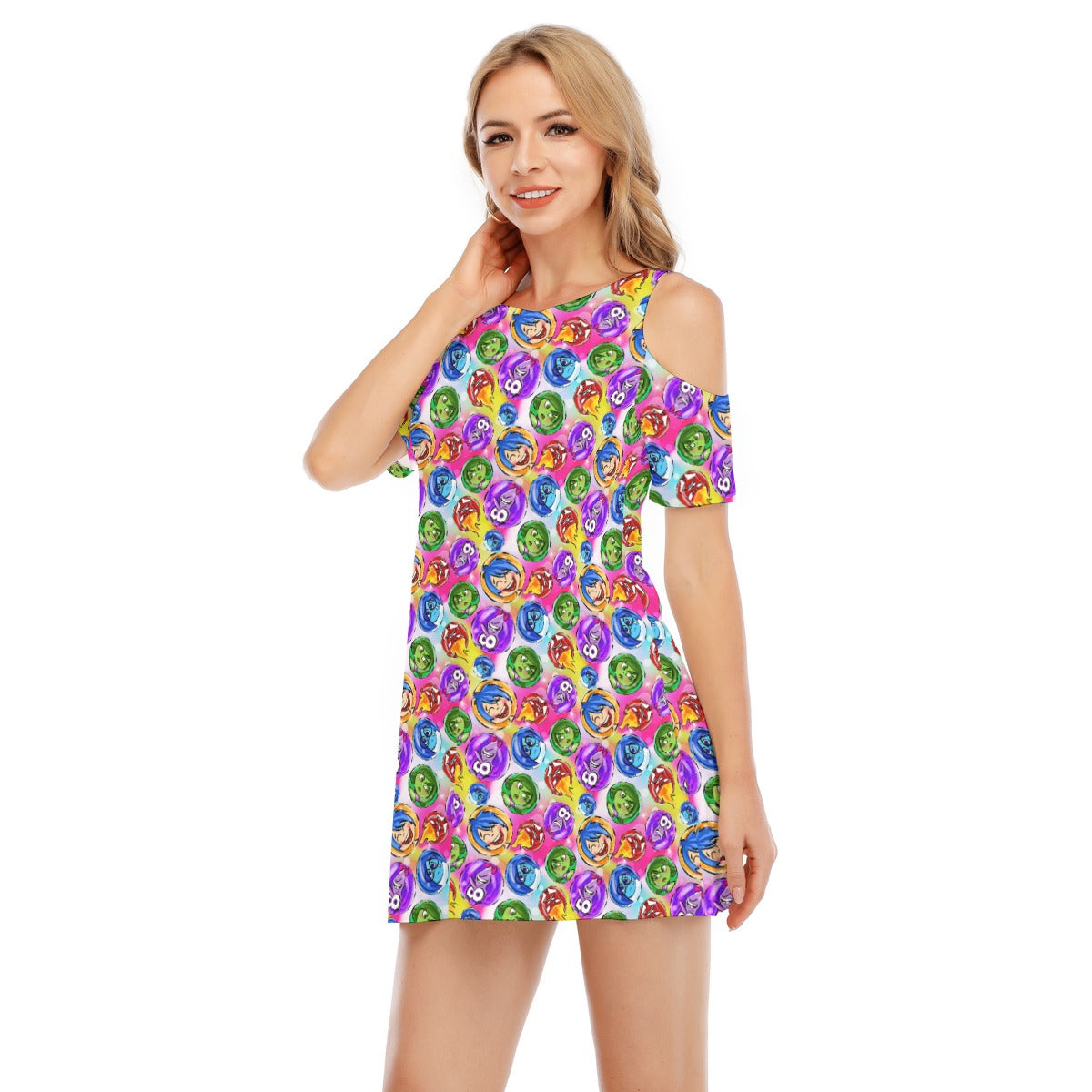 Inside Out Emotions - Women's Cold Shoulder Cotton Dress