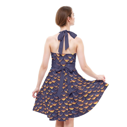 Animal Print - Dragon - Women's Halter Vintage Pocket Dress