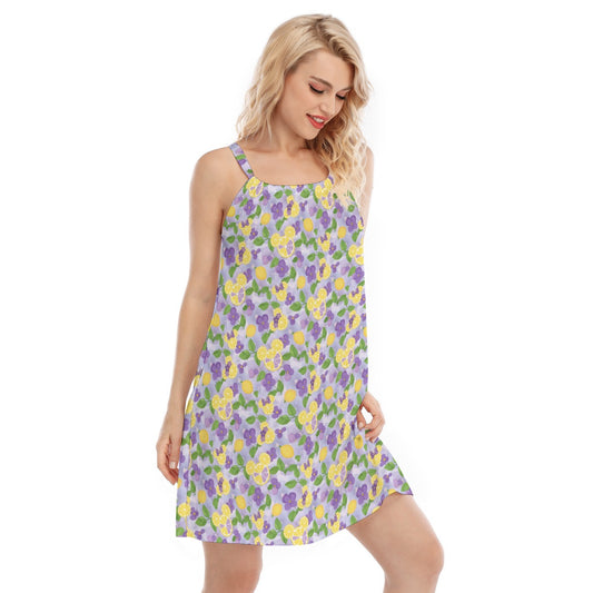 Vivacious Violet Lemonade - Women’s Adjustable Sundress