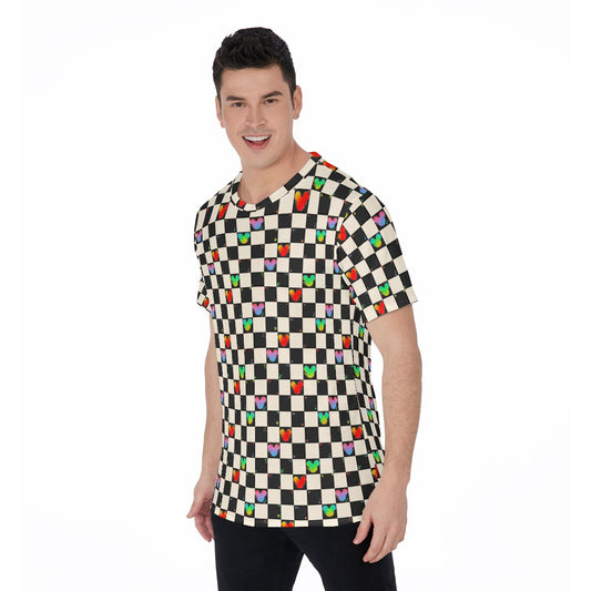 Rainbow Checker Mouse Ears - Men's Short Sleeve T-Shirt