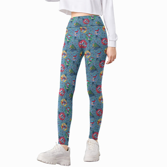 Holiday Baubles with Mischievous Blue Alien - Kid's Leggings