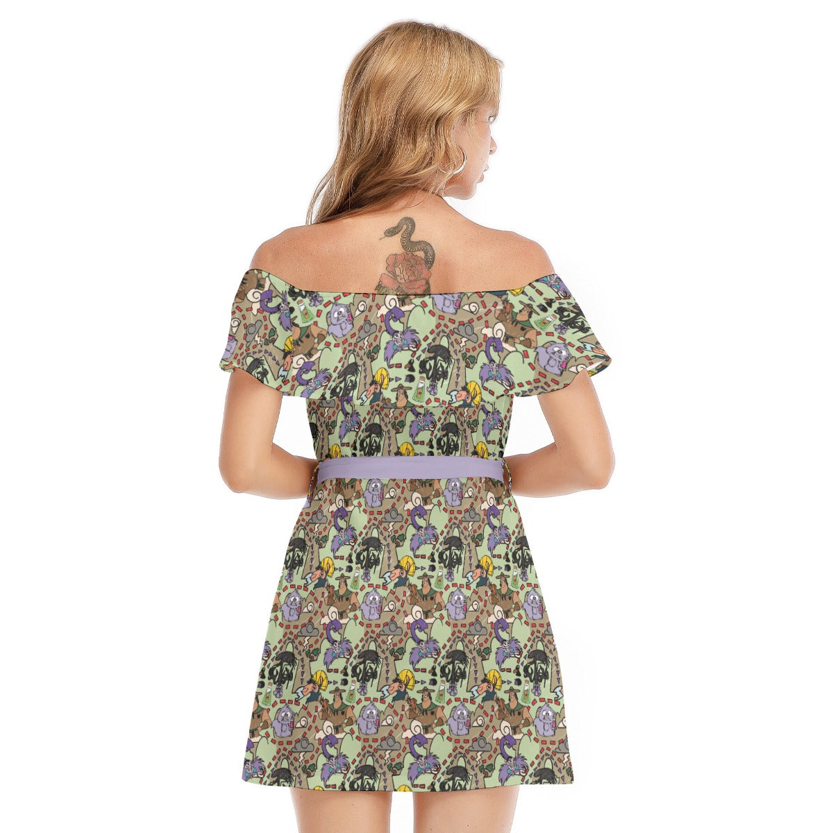 Emperor’s Chaotic Groove - Women's Off-shoulder Ruffle Dress