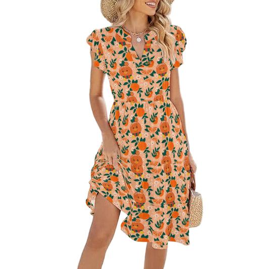 Juicy Citrus Friend - Women's Tiered Pocket Midi Dress