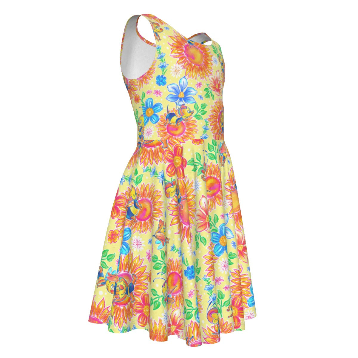 Buzzing Garden Buddy - Kid's Sleeveless Skater Dress