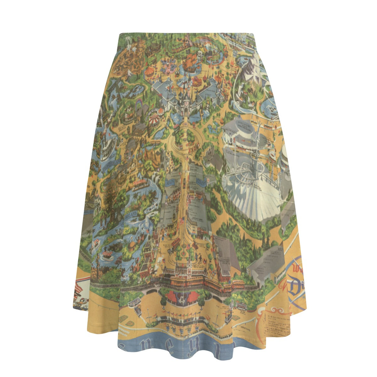 Vintage Theme Park Map- Women’s Pocket Midi Skirt