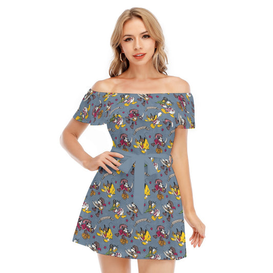Cruise Pirate Night - Women's Off-shoulder Ruffle Dress