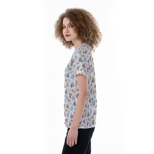 Watercolor Fairytale Fantasy - Women's Short Sleeve V-Neck T-Shirt